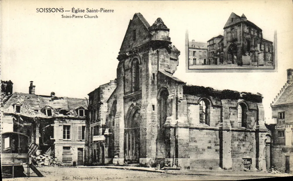 Soissons — Église Saint-Pierre en ruine — Edit. Nougarède - Anverso