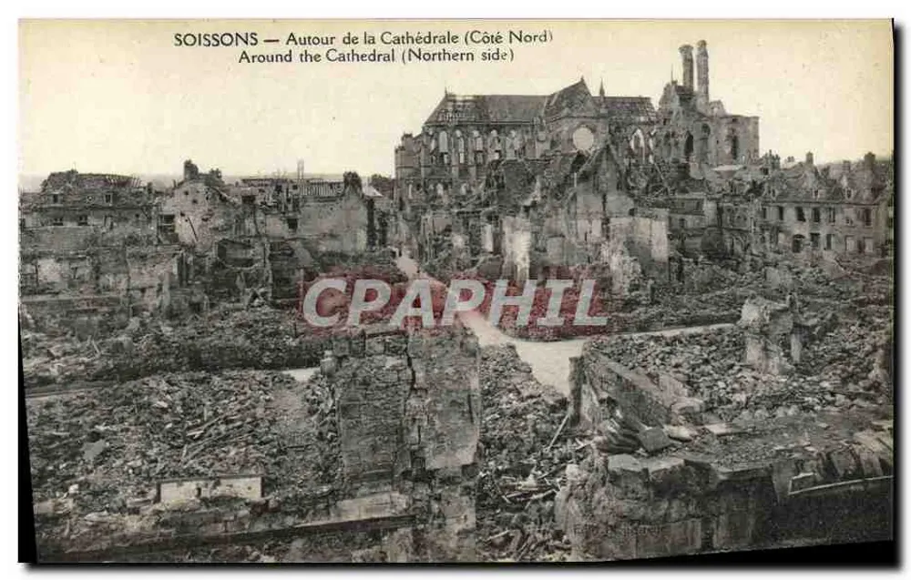 Soissons — Um die Kathedrale (Nordseite) — Verlag De Baret - Vorderseite