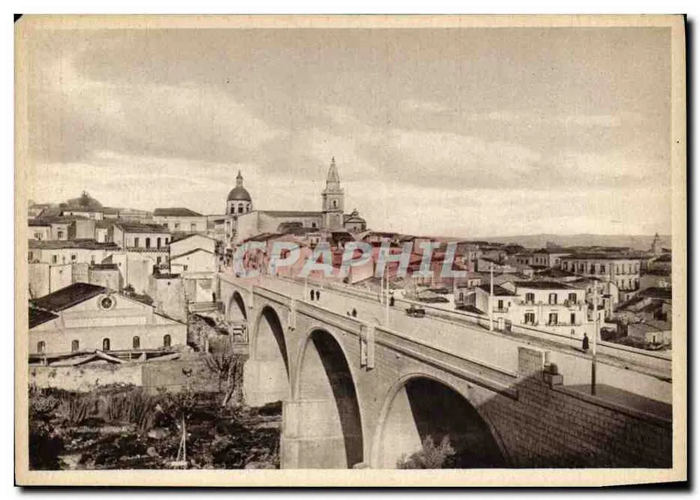 Ragusa — Panorama und neuer Littorio-Brücke — Verlag V. Criscione & F. - Vorderseite