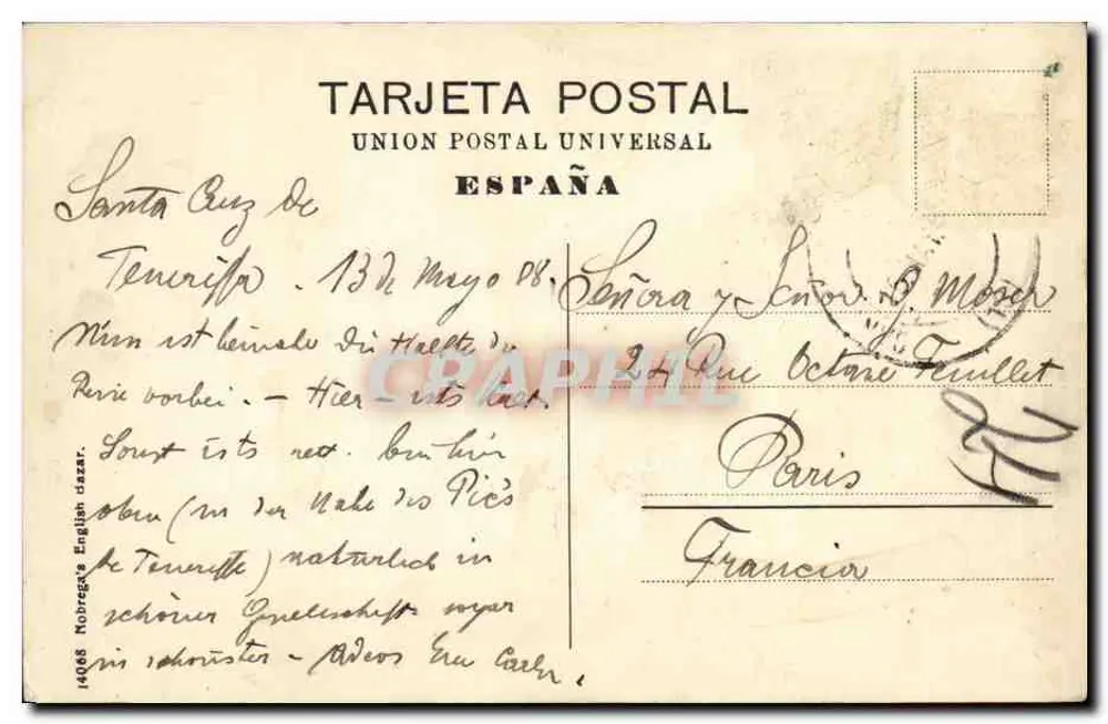 Tenerife — Valle Orotava (vulgo Funeras) — Verlag Tenerife - Rückseite