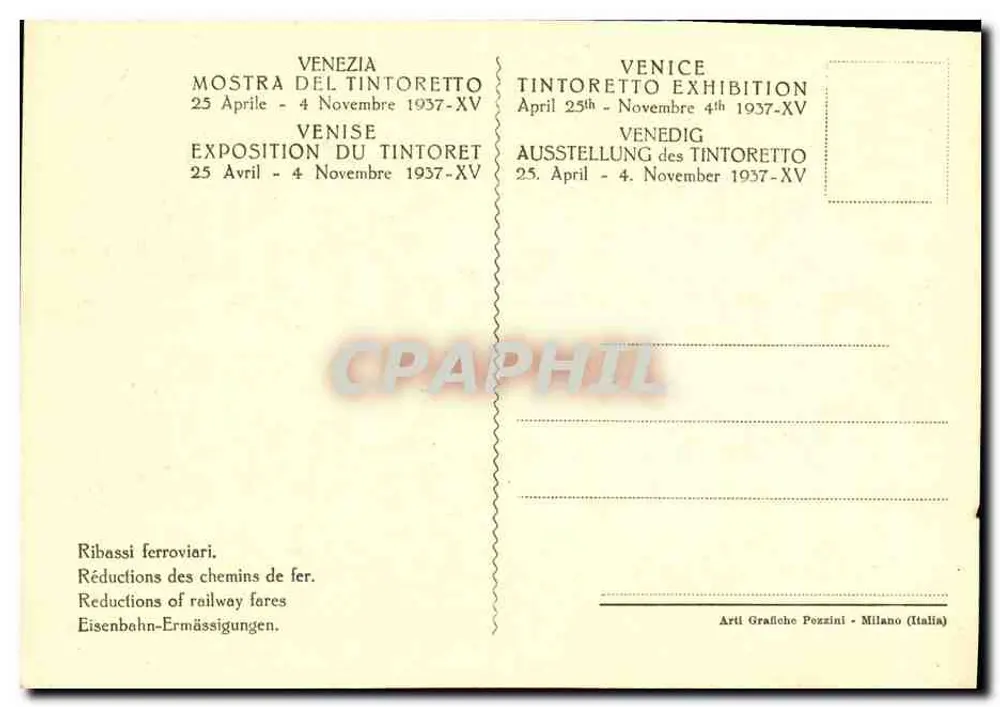 Adam und Eva — Tintoretto-Ausstellung in Venedig 1937-XV — Regie Gallerie di Venezia, Fot. Anderson - Rückseite
