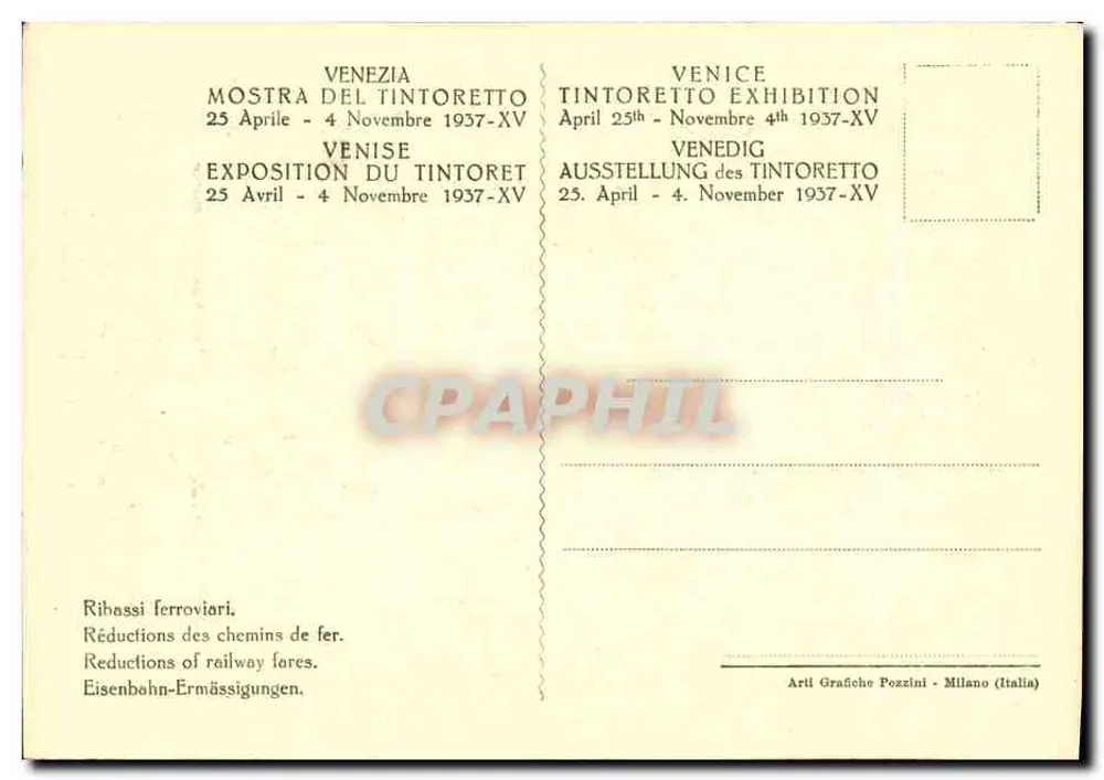 Ein venezianischer Senator — Ausstellung Tintoretto in Venedig 1937-XV — Fot. Alinari, Mailand - Rückseite