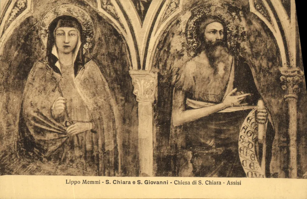 S. Chiara und S. Giovanni - Fresken von Lippo Memmi - Kirche S. Chiara - Assisi - Vorderseite