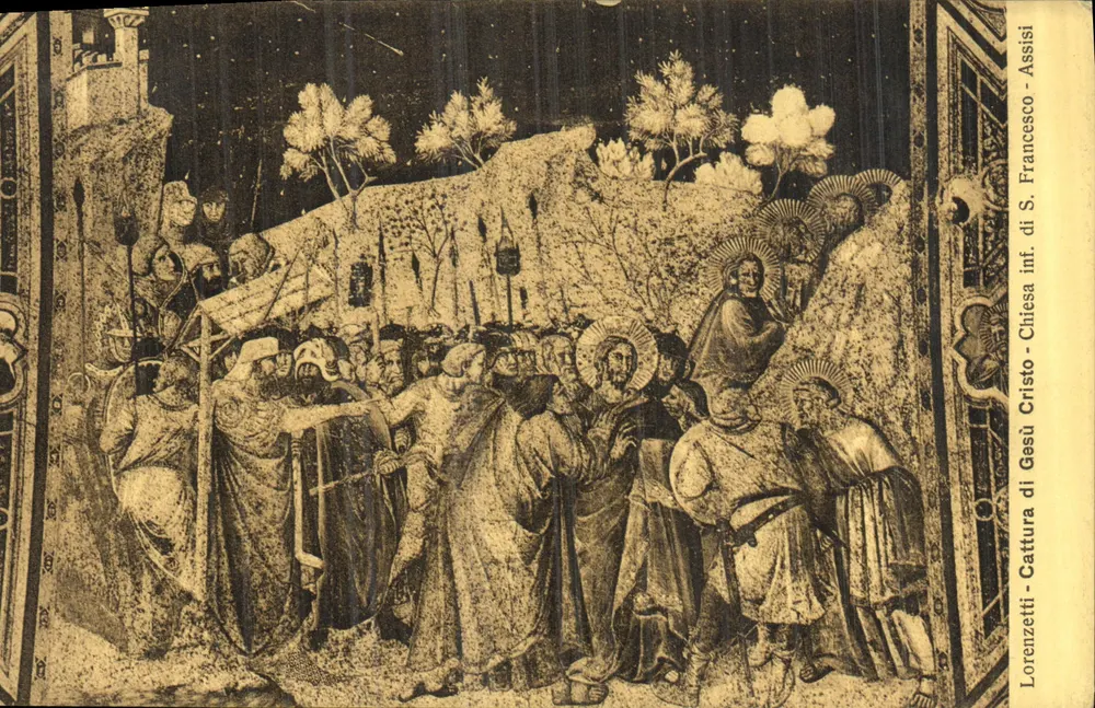 Fang des Jesus Christus - Assisi — Fresko aus der Kirche S. Francesco — Verleger Lorenzetti - Vorderseite