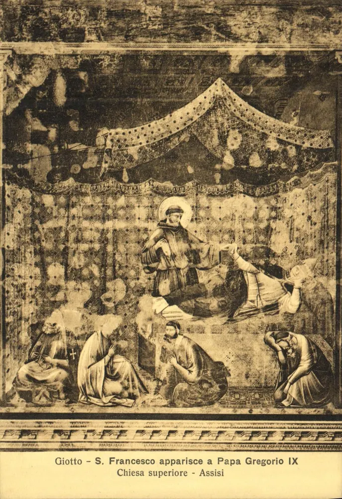 St. Franz erscheint dem Papst Gregor IX — Fresko von Giotto — Oberkirche - Assisi - Vorderseite