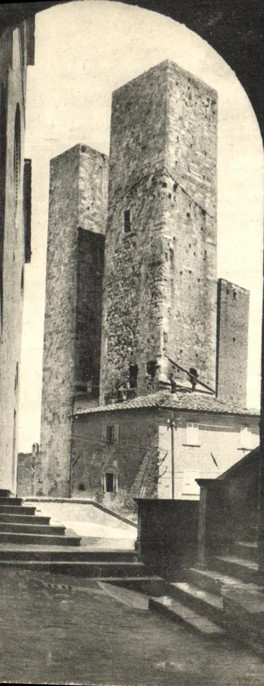 S. Gimignano — Die Salvucci-Türme vom Bogen der « Torre Grossa » gesehen — Edition Alessandro Logi & Figli, Siena - Vorderseite