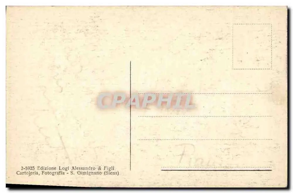 S. गिमिग्नानो - पुराना स्क्वायर - ला सिस्टर्ना — संस्करण लोगी अलेसंद्रो & फिग्ली, संख्या 2-5925 - पीछे