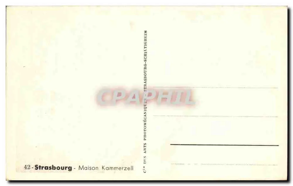 Estrasburgo - Casa Kammerzell — editora Cie des Arts Photomécaniques Strasbourg - Verso