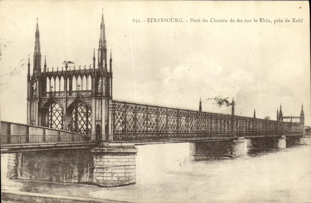 Straßburg - Eisenbahnbrücke über den Rhein bei Kehl — n° 652, Verlag Bergeret - Vorderseite