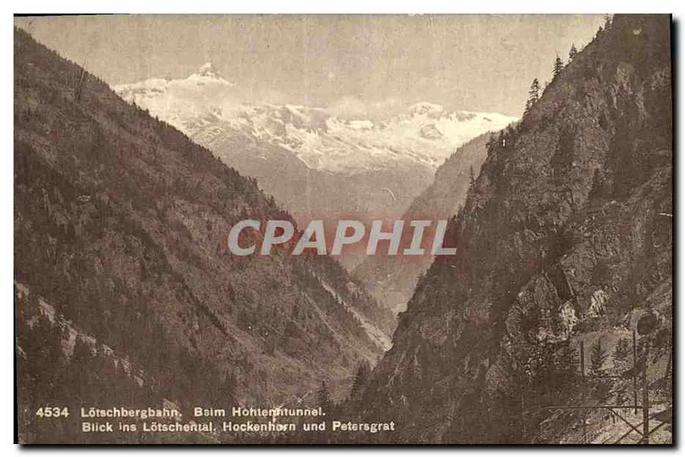 लॉट्सचबर्गबाहन — लॉट्सचेटल में दृश्य, हॉकेनहॉर्न और पीटर्सग्रैट — S. A. श्नेग्ग, फोटो. आर्ट. लॉज़ान, नंबर 4534 - आगे