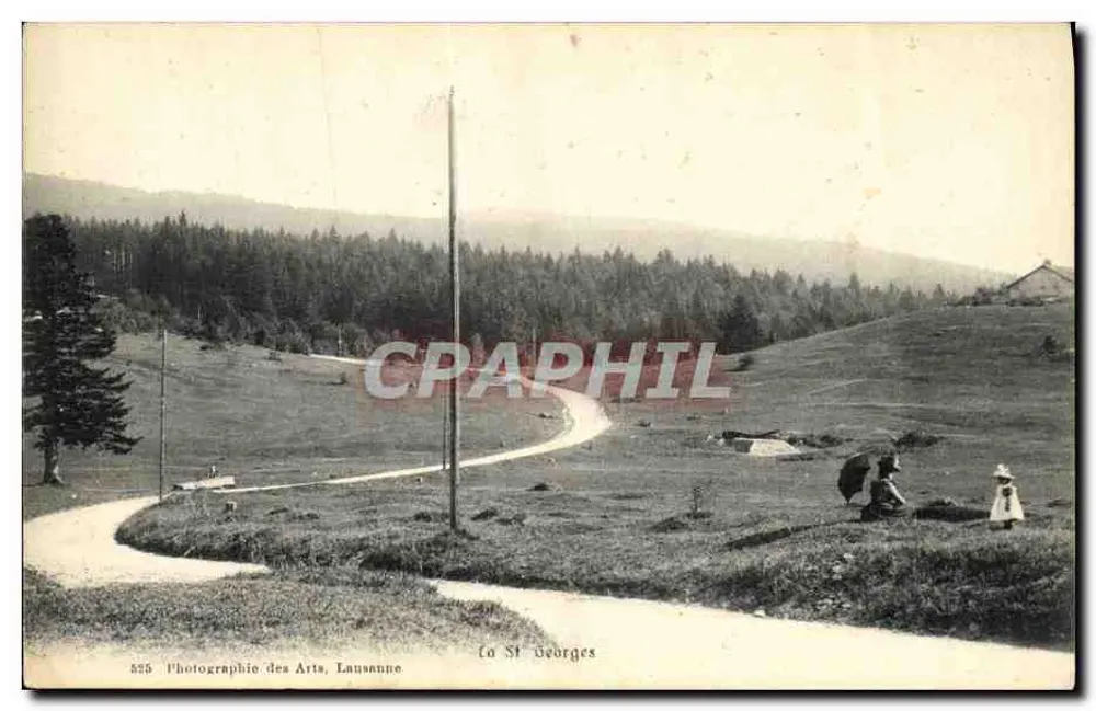La Sainte-Geneviève — vista da estrada e das montanhas — Fotografia dos Arts, Lausanne, n° 525 - Frente