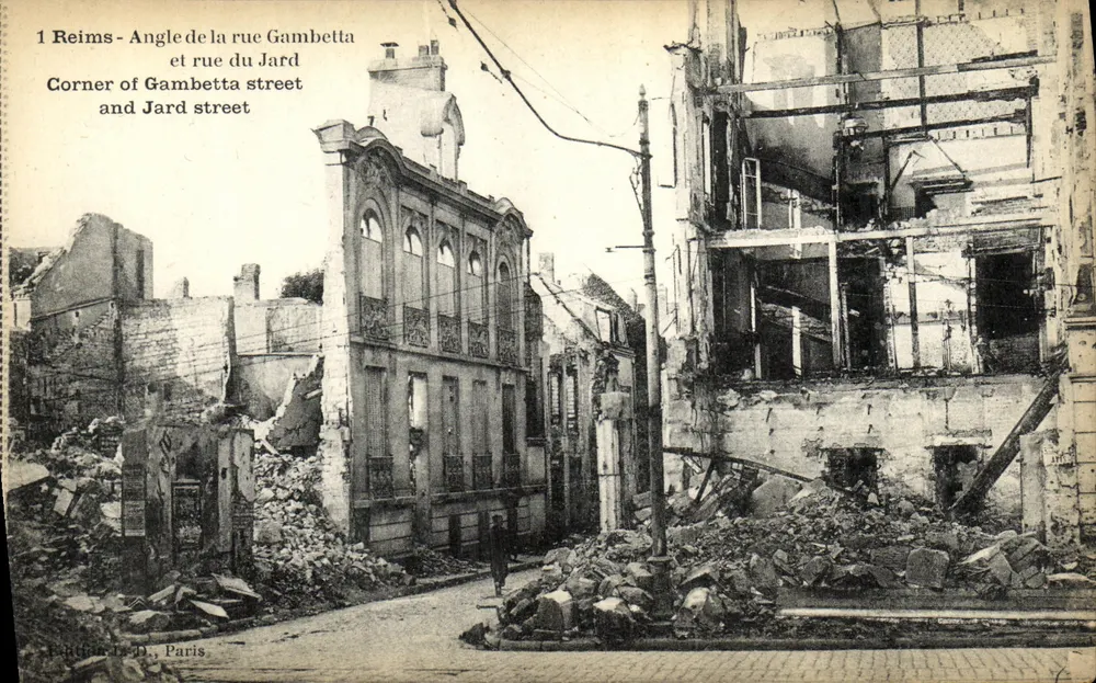 Reims - Ecke der Gambettastraße und Jardstraße — Verleger: G. B. Paris - Vorderseite