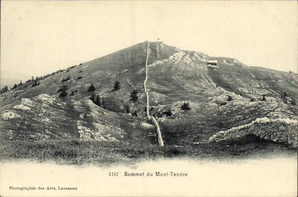 Cume do Mont-Tendre — vista panorâmica — Photographie des Arts, Lausanne, n° 1767 - Frente