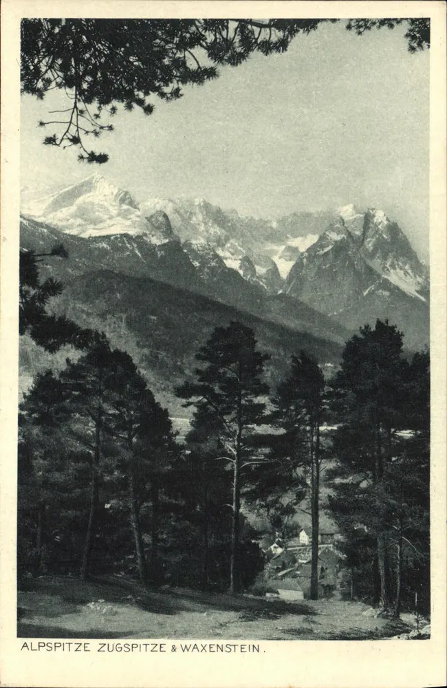 Alpspitze, Zugspitze & Waxenstein — vista alpina — B. Johannes (Max Beckert), No. 806 - Frente