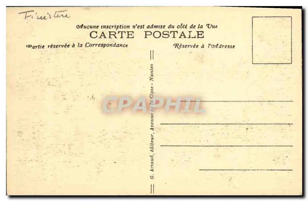 Morgat — Eingang zu den Höhlen des Herdes und des Altars — G. Artaud, Verleger, Avenue de la Closse - Nantes - Rückseite