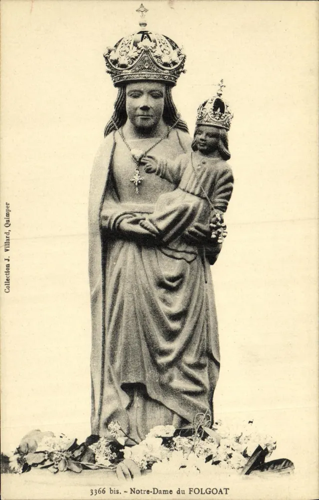 Nossa Senhora do FOLGOAT — estátua da Virgem com o Menino coroada — Coleção J. Villard, Quimper, n° 3366 bis - Frente