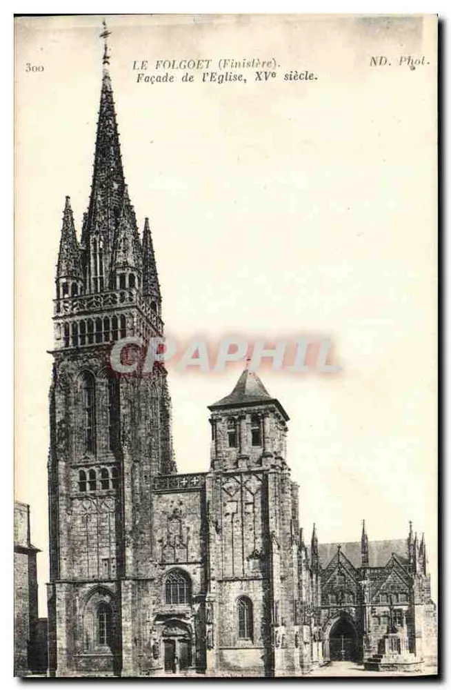 Le Folgoet (Finistère) — Facha da Igreja, Século XV — ND. Fot. - Frente