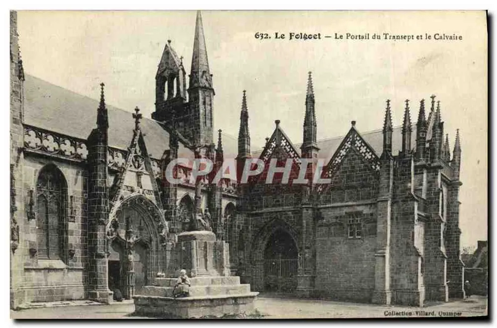 Le Folgoët — Der Portal des Transept und der Calvary — Sammlung Villard, Quimper - Vorderseite