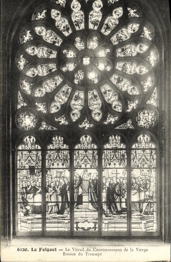 Le Folgoët — Das Glasfenster der Krönung der Jungfrau, Rosenfenster des Transepts — Sammlung Vihard, Quimper - Vorderseite