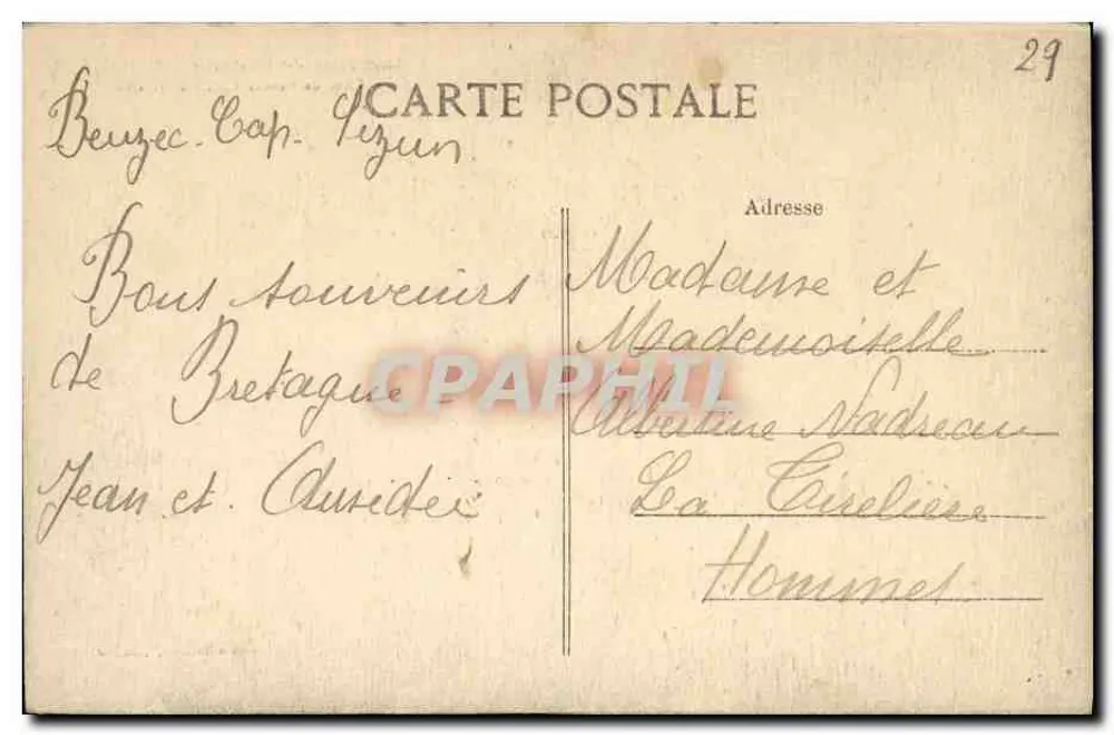 Baie de Douarnenez — Côte de Benzec-Castel ar Roch — Éditeur : Imprimerie de la Côte, Quimper, n° 5452 - Verso
