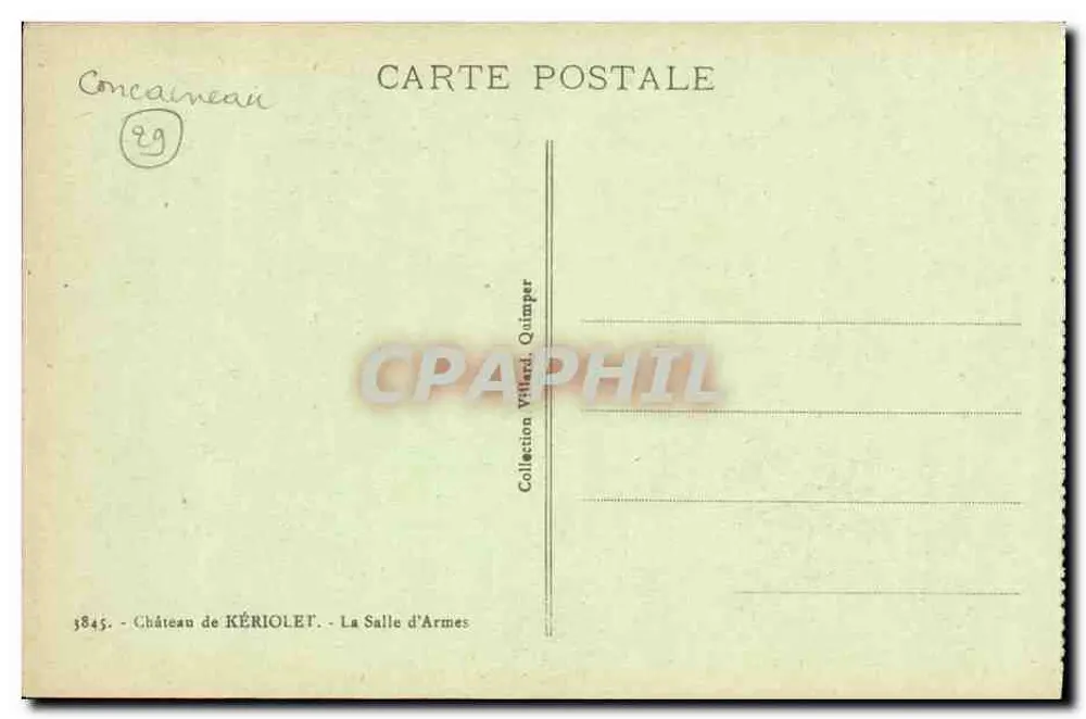 Castelo de KÉRIOLET — A Sala das Armas — Collection Villard, Quimper - Verso