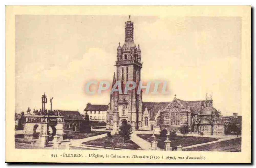 Pleyben - Die Kirche, der Calvarienberg und der Ossuar (1590 bis 1690), allgemeiner Blick - Vorderseite