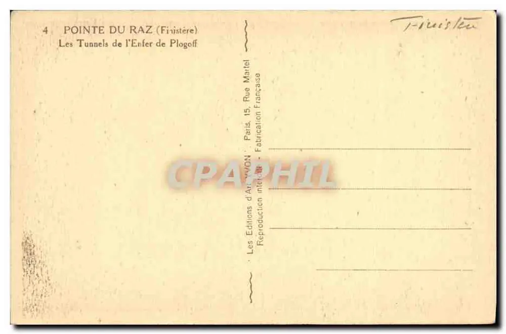 Pointe du Raz (Finistère) — Die Höhlen des Plogoff-Fegefeuer — Éditions d'Art Yvon - Rückseite