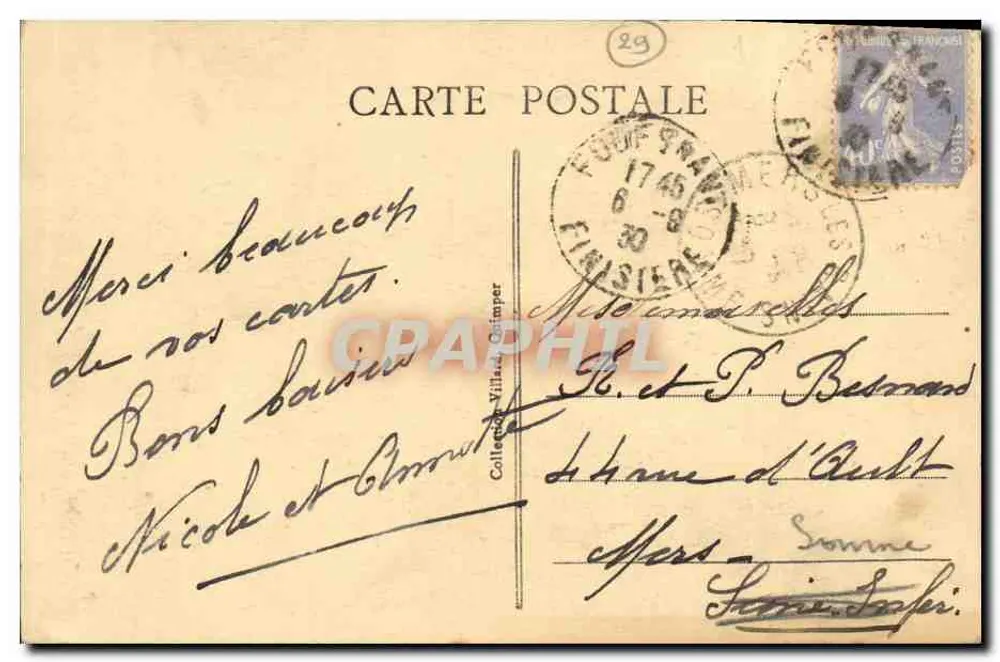 A Ponta do Raz - Os Correntes do Raz de Sein — editor Villard, n° 6595 - Verso