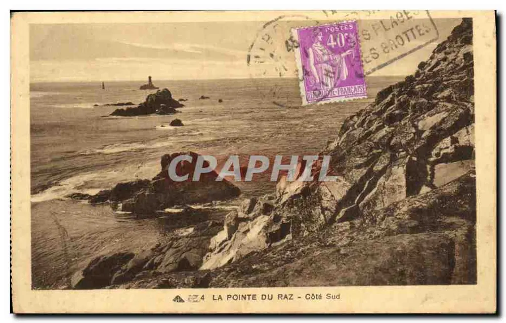 La Pointe du Raz — Côté Sud — éditeur F. Hamon, imprimé sur la carte - Awers