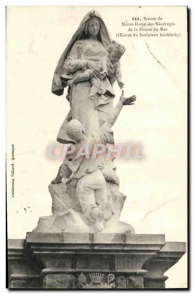 Statue der Notre-Dame-des-Naufragés an der Pointe du Raz — Werk des Bildhauers Godebsky — Sammlung Villard, Quimper - Vorderseite