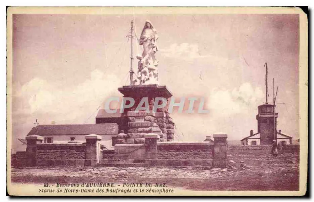 Pointe du Raz - Statue der Notre-Dame des Naufragés und der Sémaphore — G. Artaud, Verleger in Nantes - Vorderseite