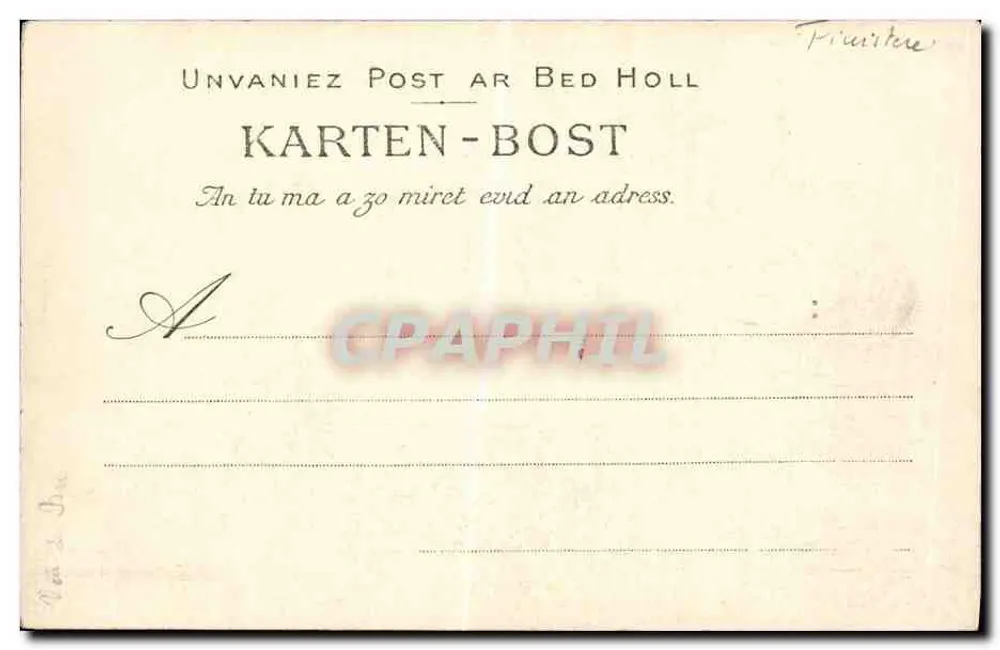 Plouescat — Roc'h men Goubar bij Fronden — Collectie Villard, Quimper, N° 933 - Achterkant