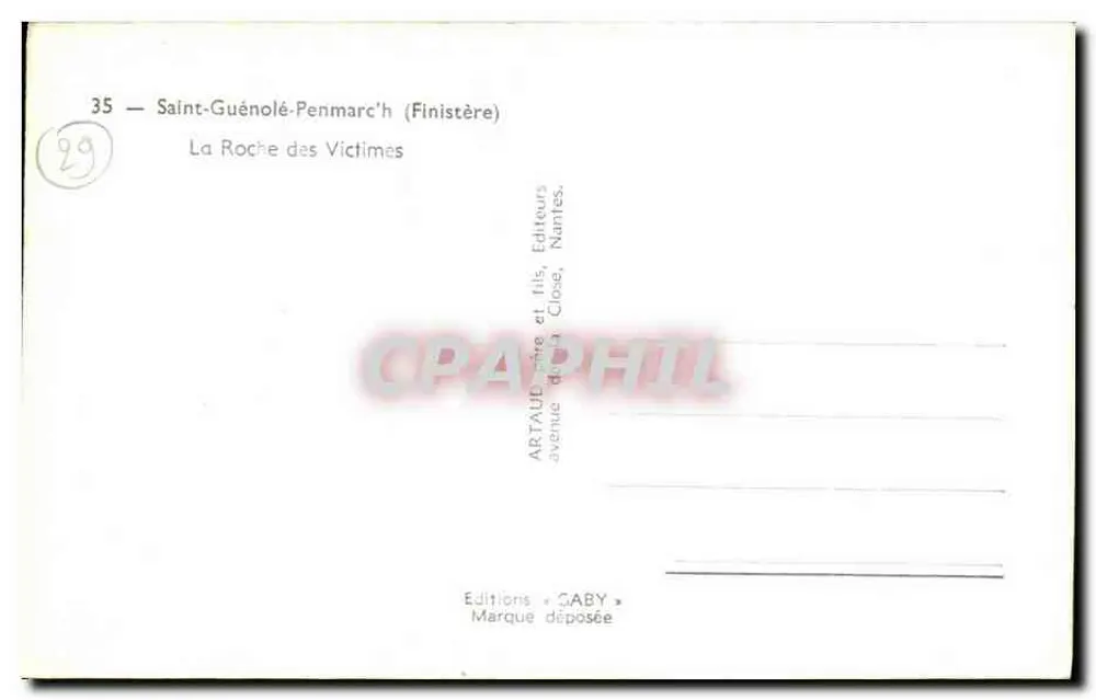 Saint-Guénolé-Penmarc'h — La Roche des Victimes — Éditions Caby - Rückseite