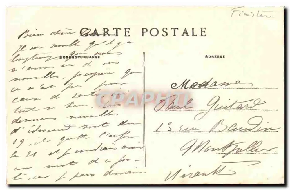 A Gruta de Arthus — Huelgoat — Coleção Villard, Quimper, n° 558 - Verso
