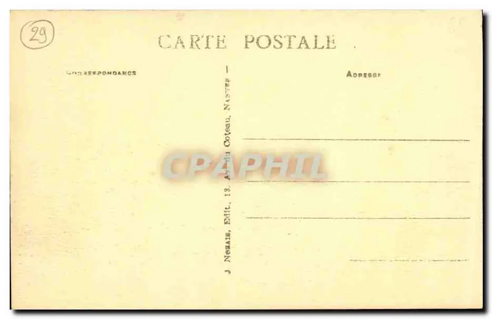 Camaret (Finistère) — Ein Eckchen des mondlichterhellten Hafens — J. Nozais, Verlag 18, Coteau-Allee, Nantes - Rückseite