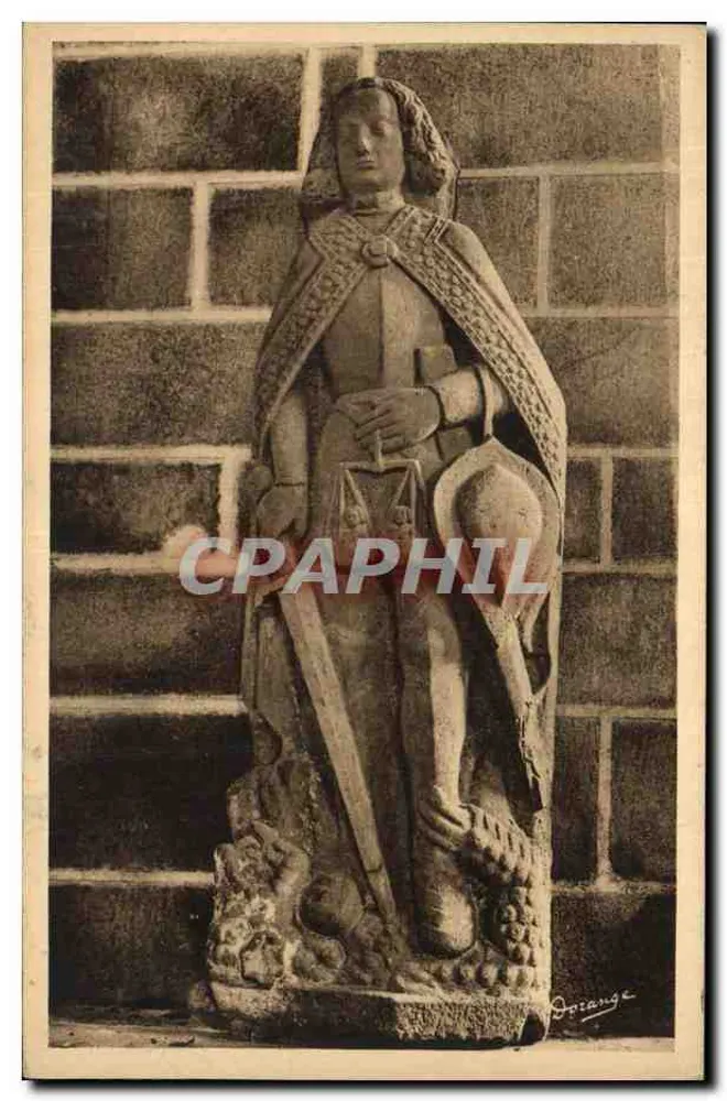 Statue des heiligen Michael — Kapelle von Pénity, Locronan (Finistère) — R. Dorange - Vorderseite