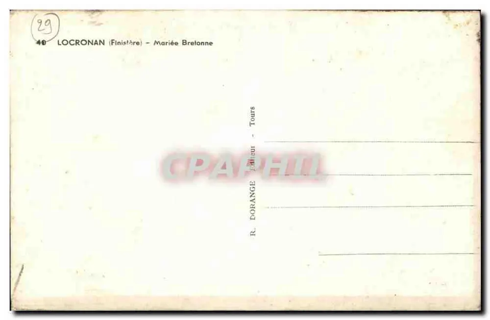 Locronan (Finistère) — Noiva Bretã — R. Dorange, Tours - Verso