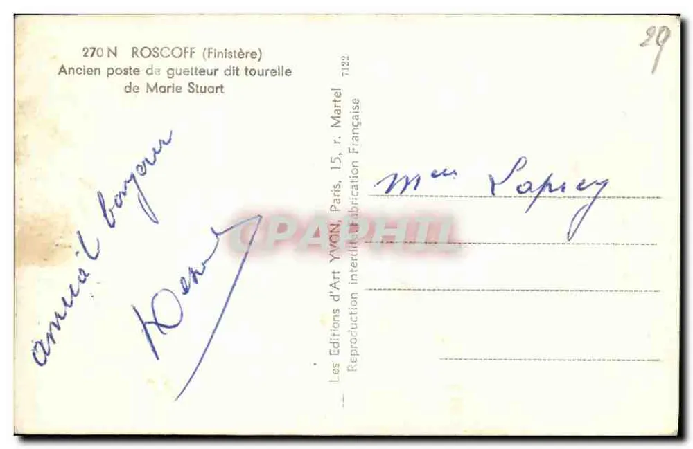 Roscoff (Finistère) — Ehemalige Wachtürme genannt Marie Stuart-Turm — Éditions d'Art Yvon - Rückseite