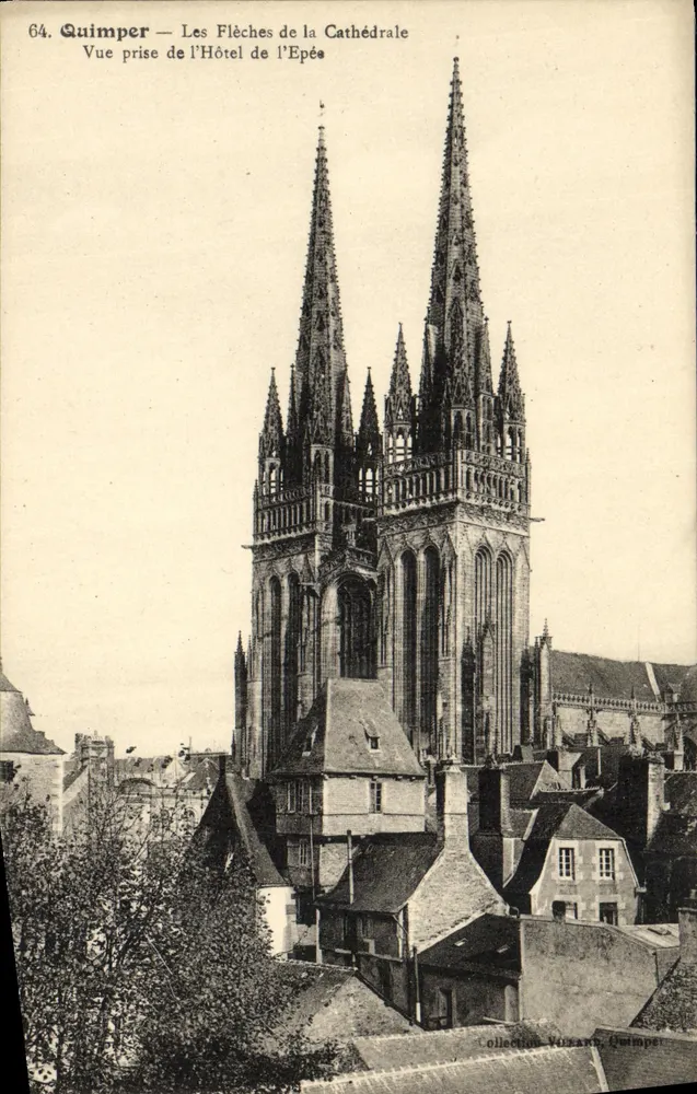 Quimper — Die Kirchtürme der Kathedrale — Aufnahme vom Hôtel de l'Épée — Sammlung Vizian Quimper - Vorderseite