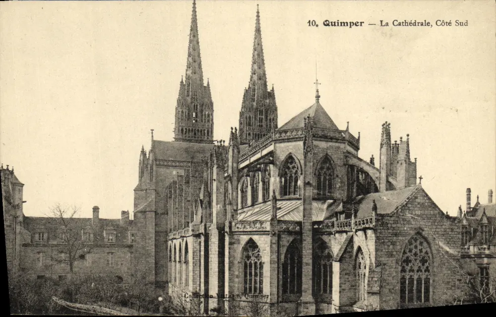 Quimper — A Catedral, Lado Sul — Coleção Valat, Quimper - Frente