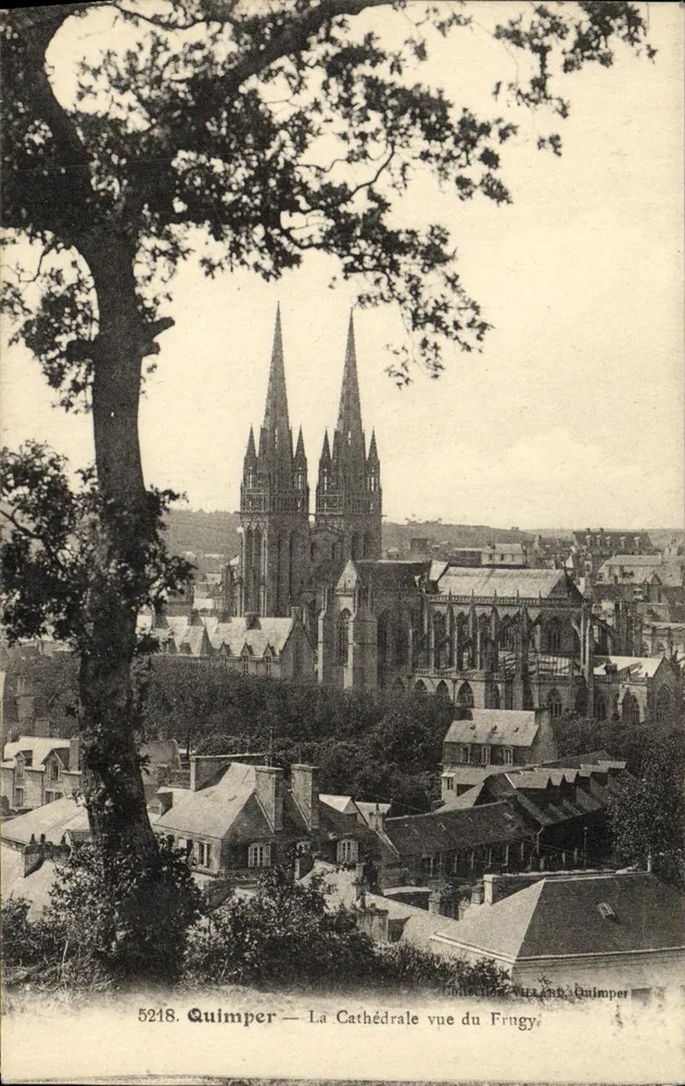 Quimper — Ansicht der Kathedrale vom Frugy — Sammlung Bruzé, Quimper, n°5218 - Vorderseite