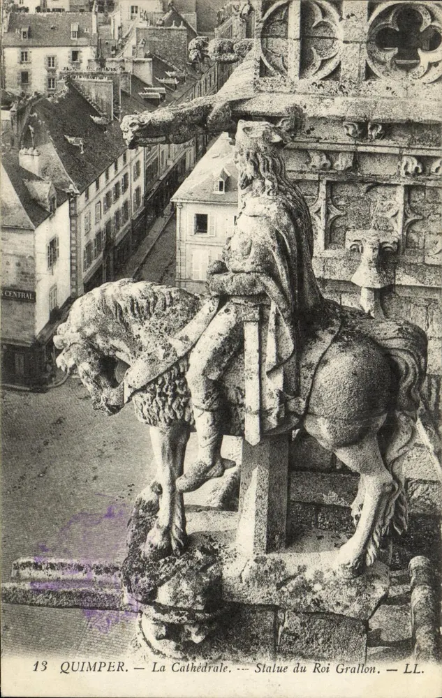 Quimper — Die Kathedrale — Statue des Königs Grallon — LL. - Vorderseite