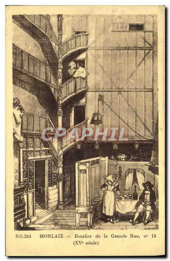 Morlaix — Escada da Grande Rue, n° 14 — Século XV - Frente