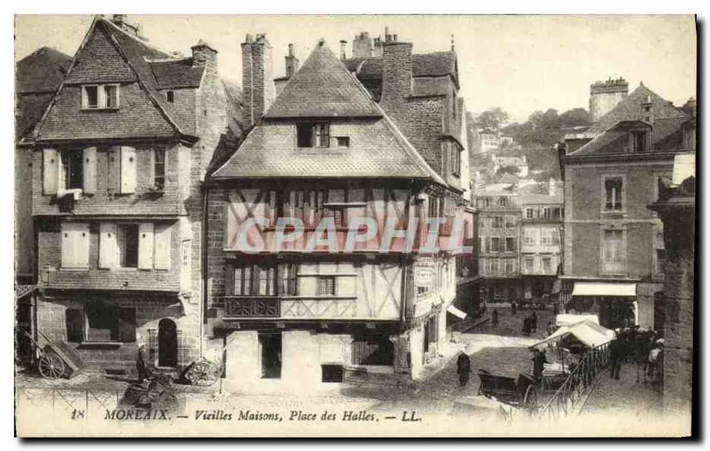 Morelaix — Alte Häuser, Place des Halles — LL. - Vorderseite