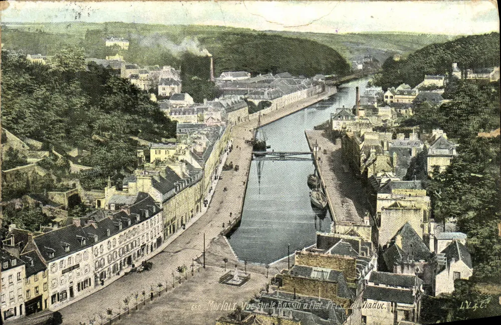 Morlaix — Blick auf den flachen Hafen — Fast vom Viadukt — LVGC - Vorderseite