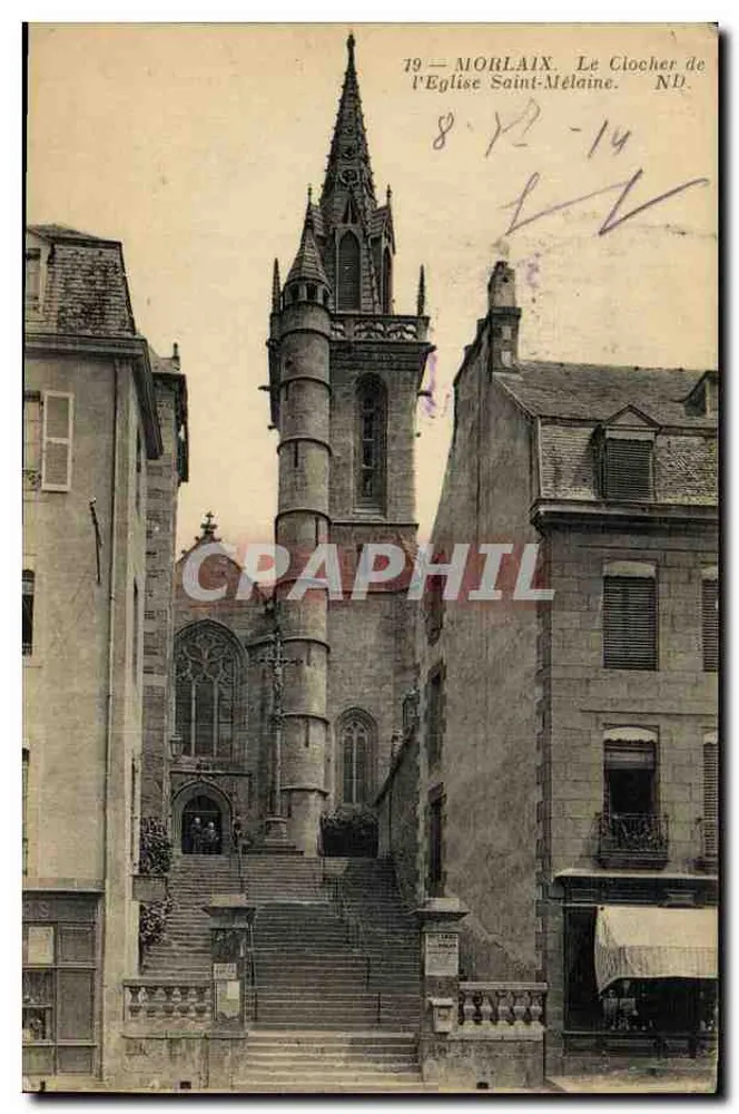 Morlaix — Der Turm der Kirche Saint-Mélaine — Éditeur ND, n° 79 - Vorderseite
