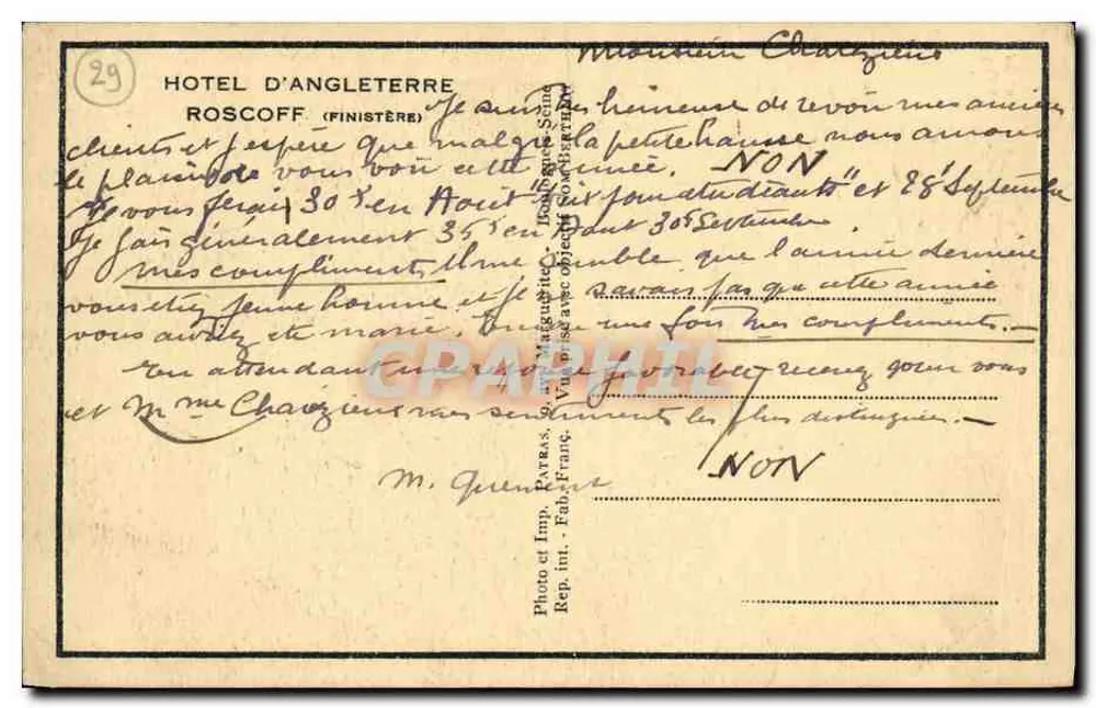 Hôtel d'Angleterre — Roscoff (Finistère) — Patras, editor - Verso