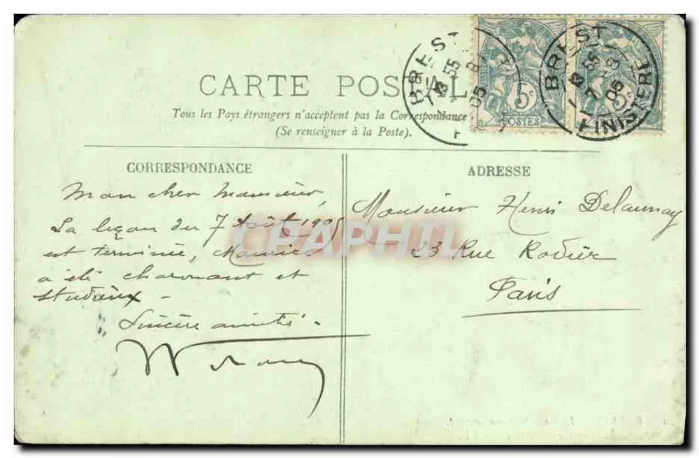 Brest — Le Pont National ouvert. Sortie du Croiseur d'Estrées — LL. n°12 - Rückseite