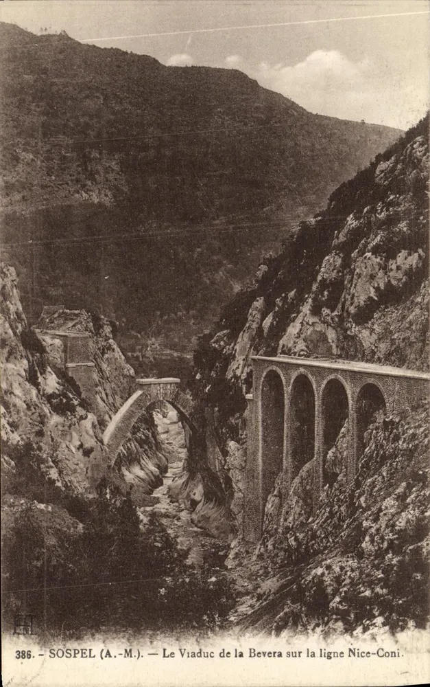Sospel (A.-M.) — Der Viadukt der Bevera auf der Linie Nice-Coni - Vorderseite