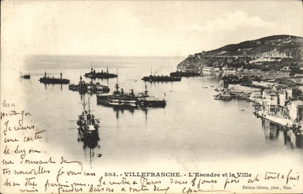 Villefranche — Die Flotte und die Stadt — Edition Giletta, Foto. Nice, Nr. 304 - Vorderseite